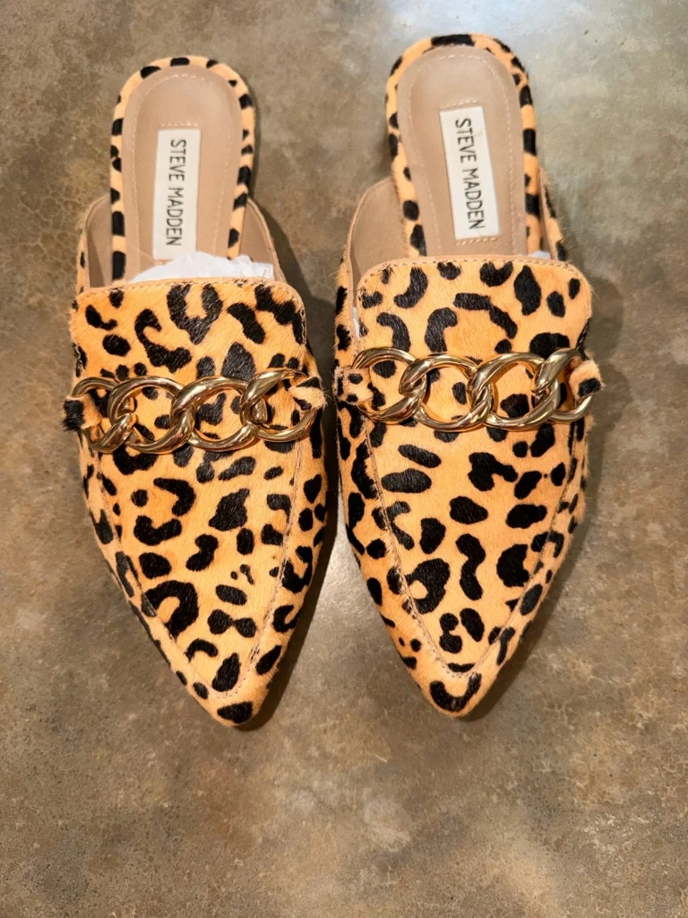 Steve Madden Leopard-Print Pointed Mule with Gold Chain - Size 6.5 - NWOT - Picture 15 of 15